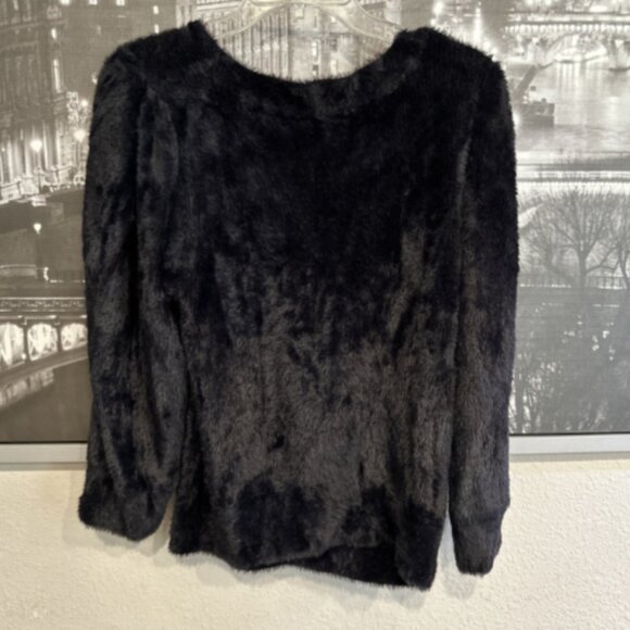 Free People Large Black Sweater Moonbeam Pullover Soft‎ Fuzzy 3/4 Sleeve Soft - Picture 5 of 10